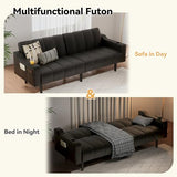 Chfeloai 80'' Futon Sofa Bed,Faux Leather Futon Sleeper Sofa, Convertible Loveseat with Adjustable Sofa Backrest,Modern Couches for Living Room, Bedroom, Apartment, Office (Black) Chfeloai