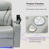 Merax Power Motion Recliner with USB Charging Port and Hidden Arm Storage, Home Theater Seating with Convenient Cup Holder Design,and Stereo(Light Grey)