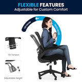 Flash Furniture Kelista Mid-Back Swivel Office Chair with Adjustable Seat Height, Ergonomic Mesh Desk Chair with Flip-Up Armrests, Black Flash Furniture