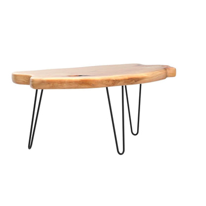 WELLAND Live Edge Cedar Wood Coffee Table Metal Hairpin Legs for Living Room - WoodArtSupply