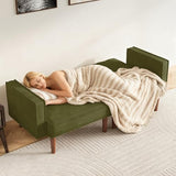Furnify 71" Velvet Futon Sofa Bed, Versatile Loveseat Couch, Sleeper Sofa with Adjustable Backrest, Mid Century Modern Futon Couch for Small Space, Living Room, Office & Apartment, Velvet Fabric Green Furnify