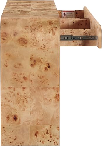 Meridian Furniture 269-S Cresthill Collection Mid-Century Modern Console Table with Ash Burl Wood, Natural Ash Finish, Curved Art Deco Design, 54" W x 14" D x 30" H, Natural Meridian Furniture