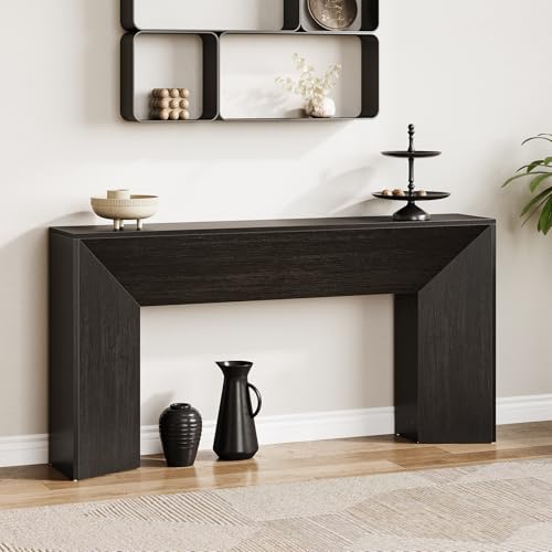 LITTLE TREE Console Table for Entryway, 63 Inches Extra Long Black Wooden Sofa Table for Living Room, Modern Hallway Foyer Table for Entrance, Easy Assembly LITTLE TREE