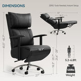 OKUP Reclining Office Chair with Adjustable Headrest and Footrest, 170° Ergonomic Comfortable Office Chair Zero Gravity, Leather Executive Home Office Desk Chair (Black) OKUP