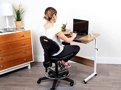 Mind Reader Woodland Collection, Mobile Sit/Stand Laptop Desk, Adjustable, Lockable Casters, Portable, 21.75" L x 15.75" W x 33" H, White Mind Reader