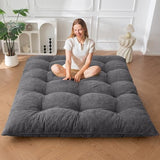 MAXYOYO Japanese Floor Mattress Full Size, 6" Foldable Futon Mattress Tufted Roll Up Floor Bed, Thick Polyester Tatami Mat Sleeping Pad for Camping Guest Room Dormitory Bedroom RV, Dark Grey MAXYOYO