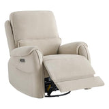 Watson & Whitely Power Recliner Chair W 3-Level LED Night Light, Swivel Glider Nursery Rocking Chair W Lumbar Pillow for Living Room, Oeko-TEX & FSC Certified, Fabric Sand