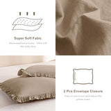 QSH 3PCs Light Taupe Ruffled Comforter Set Queen Size,Shabby Boho Chic Bedding Comforter Sets Queen, Ultra Soft Farmhouse Lightweight Microfiber Inner Fill Bed Comforter Set QSH