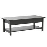 Panana Lift Top Coffee Table with Hidden Compartment & Open Storage Shelf, Lift Tabletop Farmhouse Table Pop Up Table for Living Room,Home Office Reception, (Black) Panana