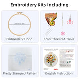 Herdiese Embroidery Kit for Beginners with Flower Pattern – Stamped Cross Stitch Kit Including Fabric, Hoop, Threads, Needles & Instructions – Complete DIY Hand Sewing Craft Set