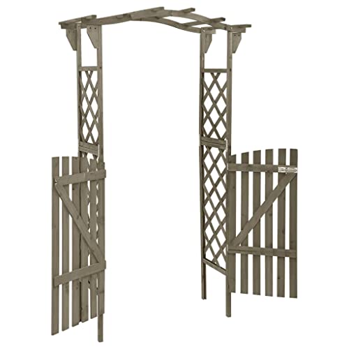 vidaXL Solid Firwood Pergola with Gate Home Lawn Backyard Outdoor Garden Patio Terrace Balcony Wooden Entryway Flower Planter Arbor Arch vidaXL