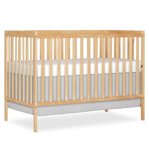 Dream On Me Synergy 5-in-1 Convertible Full-Size Baby Crib with Toddler, Day & Full Bed Conversion in Natural, GreenGuard Gold & BSA, 3 Mattress Heights, Sustainable Pinewood