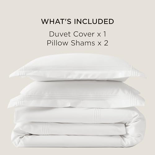 Bedsure Luxury Hotel Duvet Cover King Size, 100% White Cotton Rope Weave Bedding Set, Includes 1 Duvet Cover 104x90 Inches with Hidden Zipper & 2 Pillow Shams, Comforter Sold Separately Bedsure