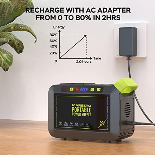 MARBERO Portable Power Station 88Wh Camping Lithium Battery Solar Generator Fast Charging with AC Outlet 120W Peak Power Bank(Solar Panel Optional) for Home Backup Outdoor Emergency RV Van Hu - WoodArtSupply