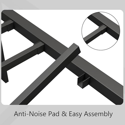 zunatu King Size Metal Platform Bed Frame/Victorian Style Headboard and Footboard/Steel Slat Support/Easy Assembly/No Box Spring Needed/Underbed Storage/Noise Free/Black zunatu