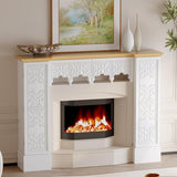 Timechee White Freestanding Electric Fireplaces Mantel Stand, Wooden Decorative Mantel Storage Cabinet with Doors and Shelves,Drawers, Fireplace Decor Entertainment Center with Storage for Living Room Timechee