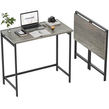 Elephance Folding Desk No Assembly Required 31.5" Small Foldable Computer Desk for Small Spaces, Space Saving Study Writing Office Desk Foldable Table for Home Office Black Oak - WoodArtSupply