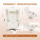 COLAMY Zero Gravity Massage Chair with 4-Zone Massage, Dual Lumbar Heat, Gentle Compression, 360° Swivel, Built-in Bluetooth Speakers & USB Port, White COLAMY