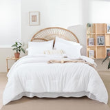 weigelia Queen Comforter Set White Comforter Set Queen 7 Pieces Bed in a Bag Queen Size Bedding Set with Fitted Sheets, Flat Sheets, Pillow Shams and Pillowcases weigelia