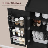 FIONESO 72” Pantry Cabinet, Tall Storage Cabinet with 6 Hanging Shelves & 1 Large Drawer, Kitchen Pantry Cabinet with Adjustable Shelf, for Dinging Room, Living Room, Black FIONESO