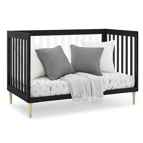 Delta Children Austin Acrylic 4-in-1 Convertible Baby Crib - Greenguard Gold Certified, Midnight Grey/Natural Delta Children