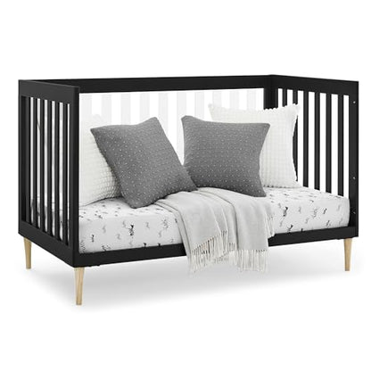 Delta Children Austin Acrylic 4-in-1 Convertible Baby Crib - Greenguard Gold Certified, Midnight Grey/Natural - WoodArtSupply