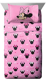 Jay Franco Disney Minnie Mouse Hearts N Love 4 Piece Twin Bed Set - Includes Reversible Comforter & Sheet Set - Super Soft Fade Resistant Microfiber - (Official Disney Product) Jay Franco