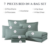 Monbix Queen Comforter Set - 7 Pieces Sage Green Bed in a Bag Queen Bedding Sets with Comforters, All Seasons Comforter Bed Set with Sheets,Pillowcases & Shams Monbix