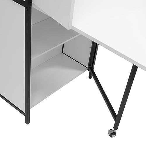 Sew Ready Multipurpose Armoire 58.75" Tall with Folding Top for Craft, Office or Home Sewing Cabinet, Charcoal/White Sew Ready