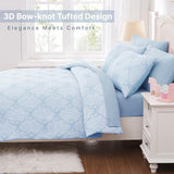 Wink Deer Queen Comforter Set with Sheets for Girls-7 Pieces Queen Bedding Sets with Light Blue Comforter, Sheets, Pillowcases & Shams for Kids (Light Blue Bow Knot, 90" X 90") Wink Deer