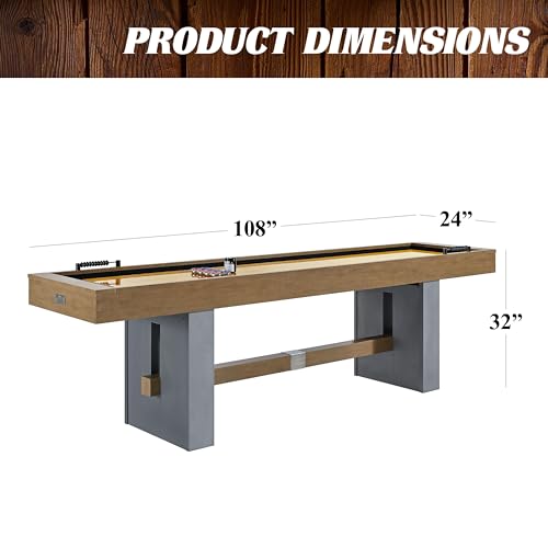 Barrington Billiards 9' Urban Shuffleboard Table with Scratch-Resistant Playfield and 8 Puck Set - WoodArtSupply