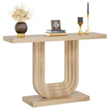 Tribesigns Farmhouse Entryway Table, 39" Narrow Console Table with Geometric Base, Wood Skinny Sofa Table Behind Couch with Storage for Living Room, Hallway, Foyer, Entrance Tribesigns