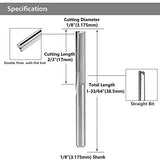 Yakamoz 10 Pack 1/8" Shank Double Flute Straight Bits CNC Router End Mill Set Flush Trim Slot Cutting Bit Milling Cutter for Wood MDF PCB YAKAMOZ