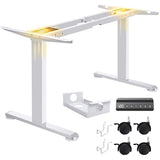 farexon Electric Standing Desk Frame with Cable Management Tray, Wheels & Hooks, Heavy Duty Dual Motor Stand Up Desk Dual-Beam Frame,265 lbs Capacity up to 78" x 40" Tops (White Frame Only) farexon