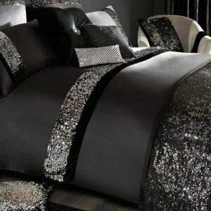 finaldeals 5 Piece Sequin Black Egyptian Cotton Duvet Cover Set Comforter Set Quilt Cover Xmas Gift Bedding Wedding Gift King Cal.King 102" x 108" finaldeals
