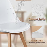 OLIXIS Dining Chairs Set of 8 Kitchen Mid Century Modern Chairs with Wood Legs and PU Leather Cushion for Living Room Bedroom Outdoor Lounge, White OLIXIS