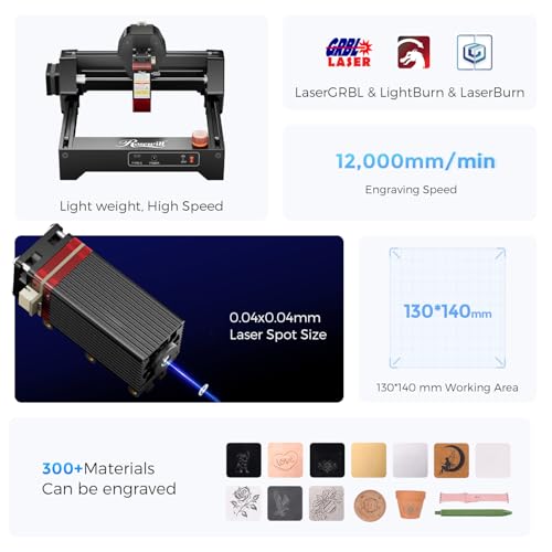 Rosewill Mini Laser Engraver, 3.5W Diode Laser Engraving & Cutting Machine, 12000mm/min High Speed, 0.04mm Compressed Spot,130x140mm Engraving Area Compatible with LightBurn & LaserGRBL Rosewill