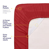 Supreme Collection Twin Red Twin Sheet Set - 3 Piece Bed Sheets and Pillowcase Set - Extra Soft, Deep Pocket Sheets, Elastic Corner Straps Sweet Home Collection