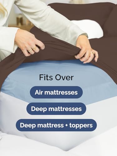 Extra Deep Queen Sheet Set - 6 Piece Breathable and Cooling Sheets - Hotel Luxury Bedding for Women, Men, Kids & Teens - Easy & Secure Fit - Soft, Wrinkle Free and Comfy - Extra Deep Pockets - Brown CGK Unlimited