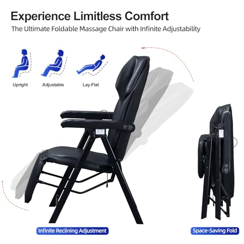 Ezencon Foldable Electric Massage Chair with Heat, Shiatsu, Kneading, Vibration, Full Body Relaxation, Adjustable Backrest & Neck Height,for Dad Mom Women Men Ezencon