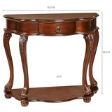 Touch of Class Eudora Natural Cherry Console Table | Half Round Wooden Vintage Accent | Semi Circle Traditional Style Furniture for Bedroom, Living Room, Sofa Touch of Class