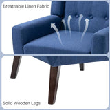 Accent Chair, Mid-Century Modern Fabric Chairs with Arms for Living Room, Comfy Upholstered Club Single Sofa Armchair for Bedroom Waiting Room with Solid Wood Frame (Fabric Navy Blue, Set of 1) DREAMSIDEA