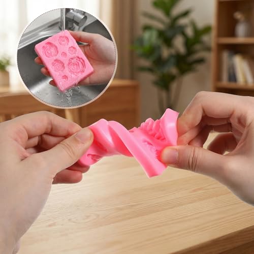 3 PCS Flower Molds Silicone 3D Cute Flower Candle Molds Silicone Fondant Chocolate Cake Decorating Mold Rose & Daisy Flowers Silicon Mold for Wedding Cake Decorating Tools Home Décor Handmade Gift