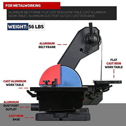 BUCKTOOL Dual Speed 1" x 42" Belt Disc Sander Combo, Bench Knife Sharpener with Large Work Table, Professional Benchtop Belt Sander with Direct-drive - WoodArtSupply