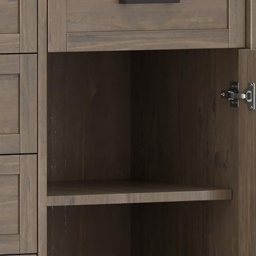 SIMPLIHOME Ela Buffet - 54 inch Wide Solid Wood 3-Door Sideboard Buffet in Smoky Brown, Transitional Storage Cabinet for Dining Room or Kitchen with Adjustable Shelves and Brushed Metal Hardware SIMPLIHOME