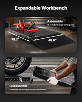 VEVOR Motorcycle Lift Table, 1500lbs Weight Capacity, Pneumatic Motorcycle Jack, 8.6-31 in Height Range, Heavy Duty Bike Repair Stand with Removable Workbench, Repair Platform for ATVs, Dirt Bike VEVOR
