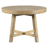 Ball & Cast Farmhouse Extendable Dining Table for 4-6, 42"-58" Extendable Kitchen-Table with a 16" Leaf, Round Ellipse Retro Wood Dining Room-Table w/Removable Leaves,Space Saving, Natural Ball & Cast