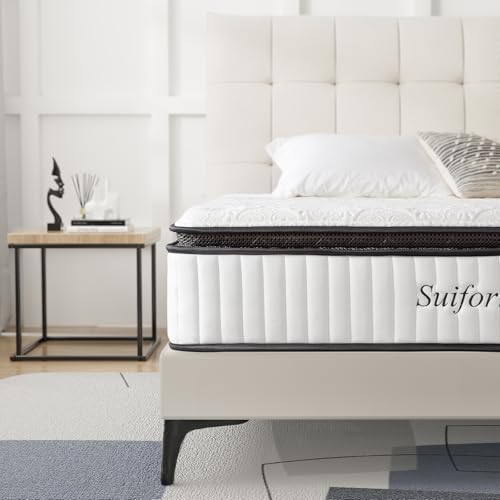 Suiforlun California King Mattress, 12 Inch Gel Memory Foam Hybrid Cal King Mattress in a Box, Medium Firm Pocket Spring Mattresses for Back Pain Relief, 120 Nights Trial Suiforlun