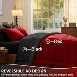 FUANNA King Size Comforter Set 7 Pieces, Reversible Bedding Sets with All Season Premium Comforter, Bed in a Bag King Includes Comforter, Flat Sheet, Fitted Sheet, Pillowcases & Shams, Red & Black