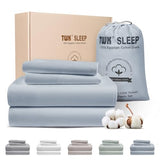 TWK 1200 TC 100% Egyptian Long-Staple Cotton Bedding Sheets Set, Luxury Hotel Style Deep Pocket with Elastic Reinforced Seams Sheet Set, Soft & Comfy Natural Sheets (French Blue, Full) TWK